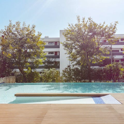 Start your day with a refreshing swim in the communal pool
