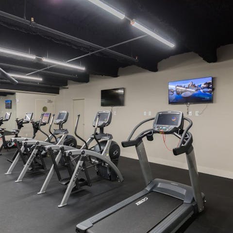 Work up a sweat in the shared fitness room
