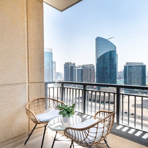 Begin your day with a cup of mint tea on the private balcony