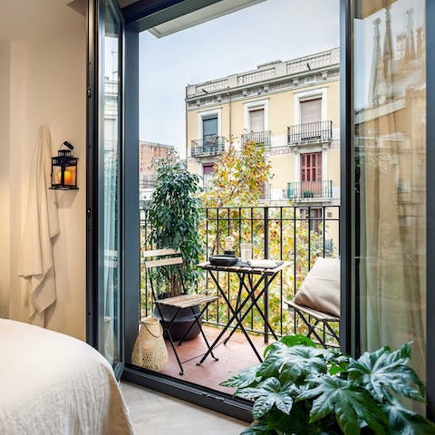 Wake up in the master bedroom and step out onto the private balcony for coffee with a view 