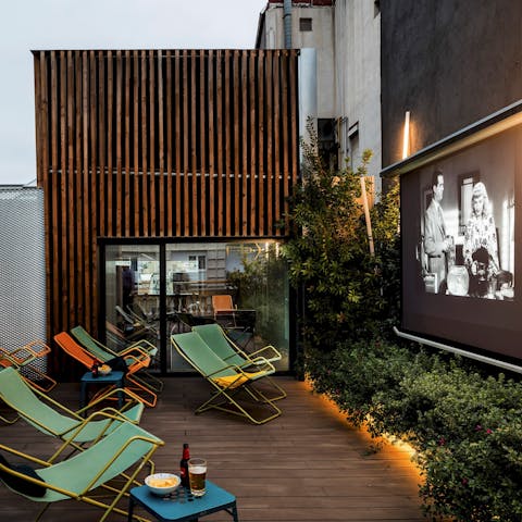Gather together for an open-air movie night on the shared terrace