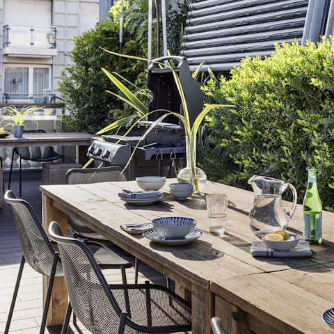 Sit down to an alfresco feast at the communal terrace's long tables