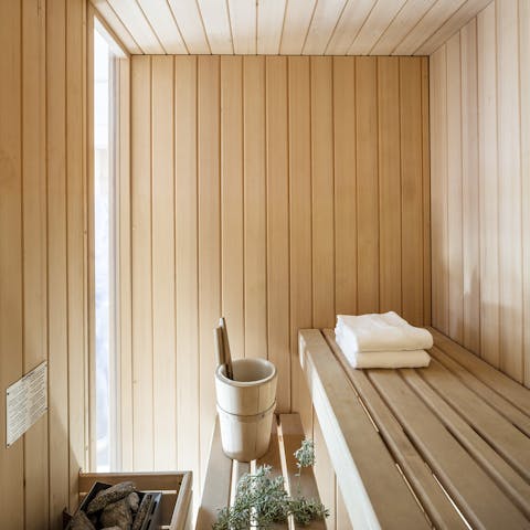 Relax and unwind in the shared on-site sauna