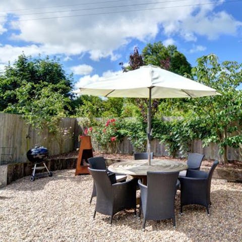 Flip burgers on the barbecue and dine alfresco on the patio