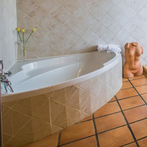 Soak your muscles in the tub after a long day of hiking and walking