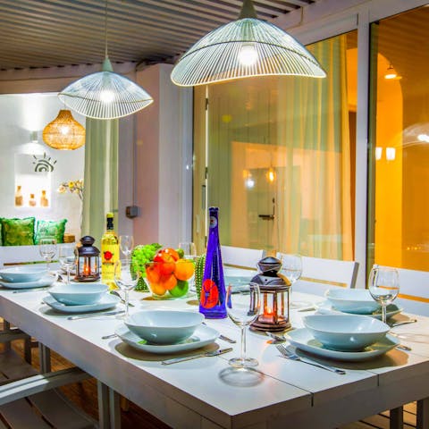 Dine alfresco whatever the weather on the covered terrace