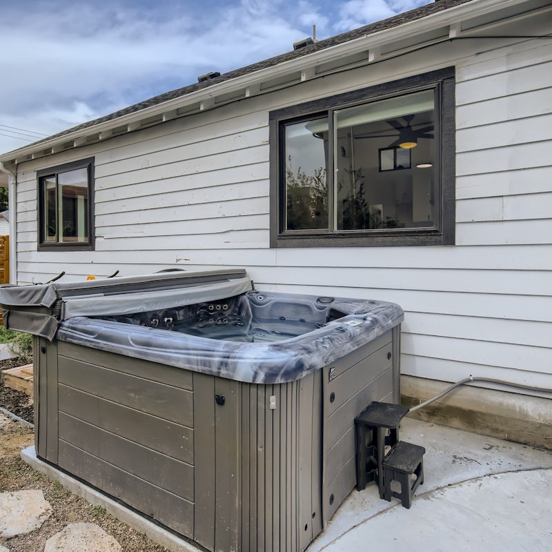 Experience total relaxation from the outdoor hot tub