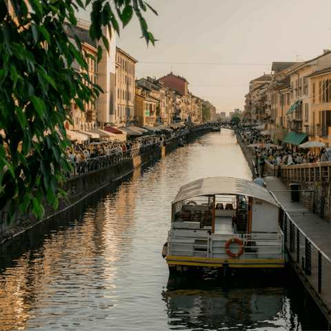 Explore the bustling nearby Navigli district