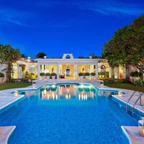 Take a moonlit dip in the villa's huge pool