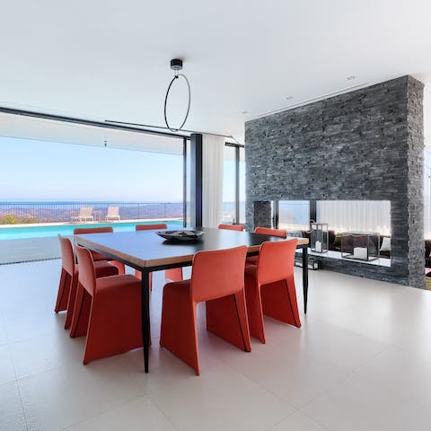 Open the bi-fold doors to enjoy breakfast with a breathtaking view