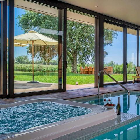 Unwind in the bubbling Jacuzzi at the end of the day