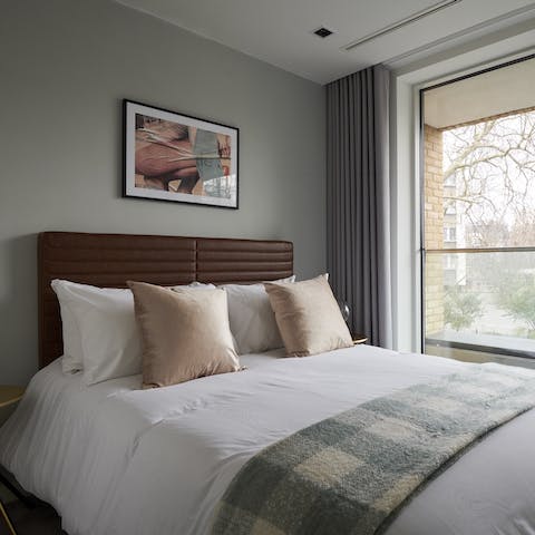 Look forward to snuggling up in your cosy sage green bedroom