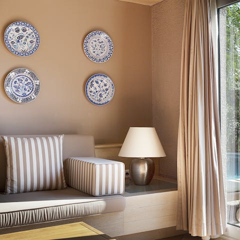 Enjoy touches of Turkish flair throughout this home, including traditional ceramics 