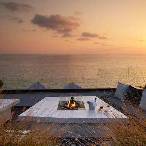 Relax on the terrace by the outdoor fire pit