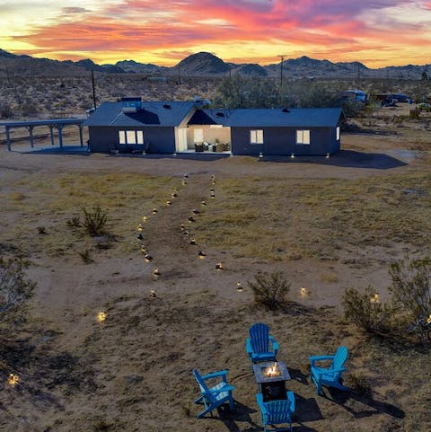 Roast s'mores and watch the sunset from the fire pit area