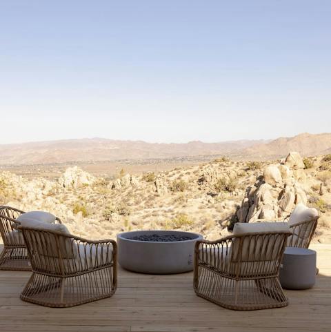 Light the fire pit and keep the desert chill at bay