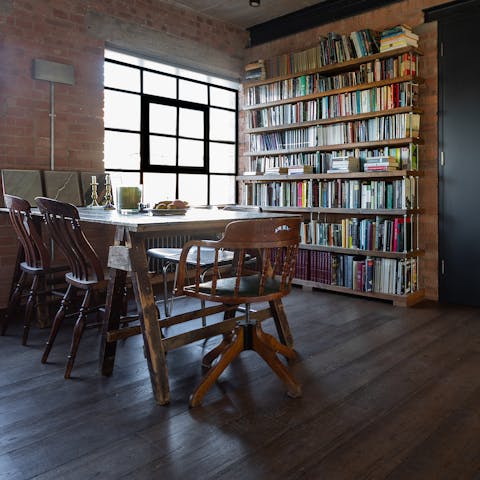 Make a coffee, take a seat and read one of the books from the shelves here