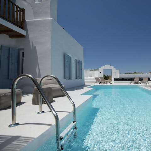 Dive right into your private swimming pool, and cool down from the Greek sun