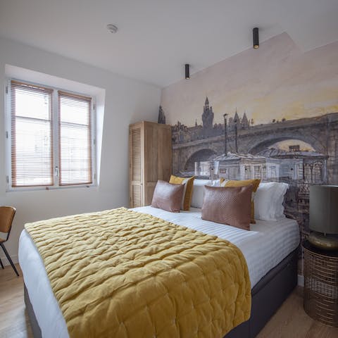 Wake up in your charming Parisian-themed bedroom, ready for another day exploring the city
