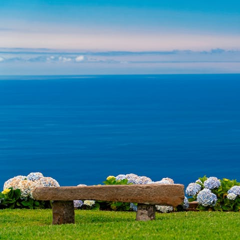 Take some time out to admire the spectacular scenery from the garden bench