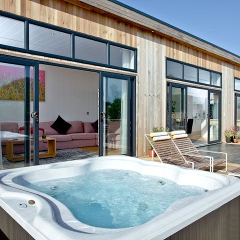 Soak in the outdoor jacuzzi