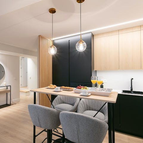 Fire up the coffee machine for breakfast around the kitchen table