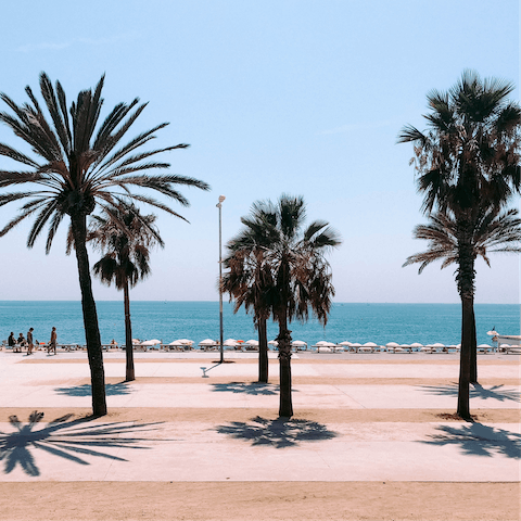 Slip on your flip-flops and slap on your suncream – you're only a fifteen-minute walk to Barceloneta Beach