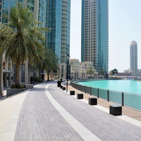 Peruse the boutiques along Dubai Marina, a short drive away