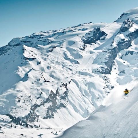 Ski or snowboard on Mount Titlis – you're minutes' walk from the lift