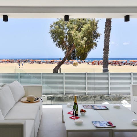 Enjoy direct views of Playa de Maspalomas from your terrace