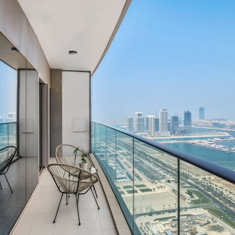 Soak up views of Dubai Marina from the private balcony