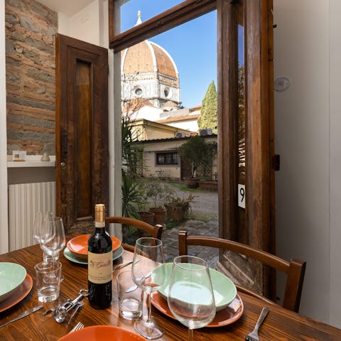 Soak up a private view of the Duomo from your dining table