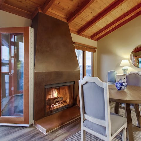 Dine by the roaring fire