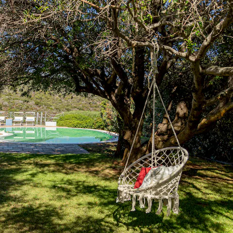 Take a break from the sun in the shady hanging chair