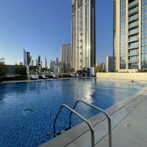 Enjoy a dip in the communal swimming pool – it's the best way to beat the heat