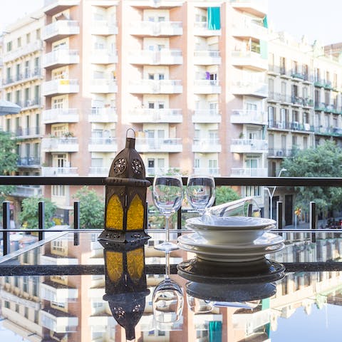 Head out to the balcony to enjoy a glass of rioja in the fresh air