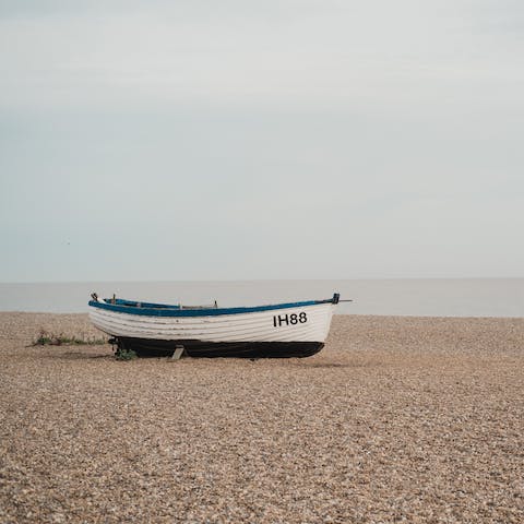 Stretch out on Aldeburgh Beach, a quick one-minute stroll away