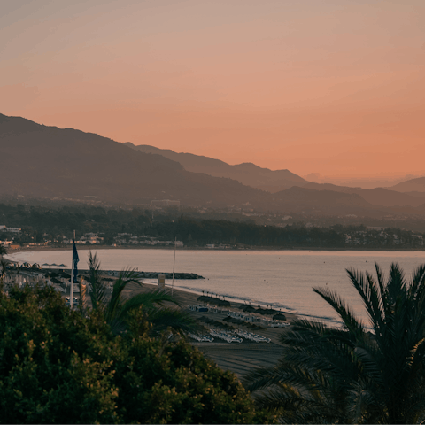 Drive down to the golden shores and sparkling seas of Marbella