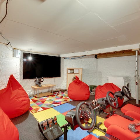 Spend evenings chilling out in the basement games and cinema room