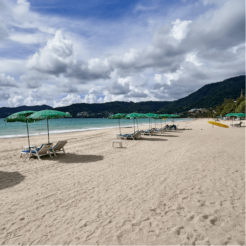 Stay just a seven-minute stroll away from Patong Beach 