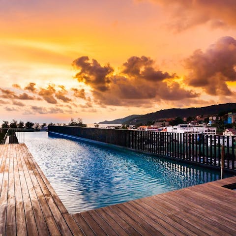 Enjoy a sunset dip in the rooftop swimming pool 