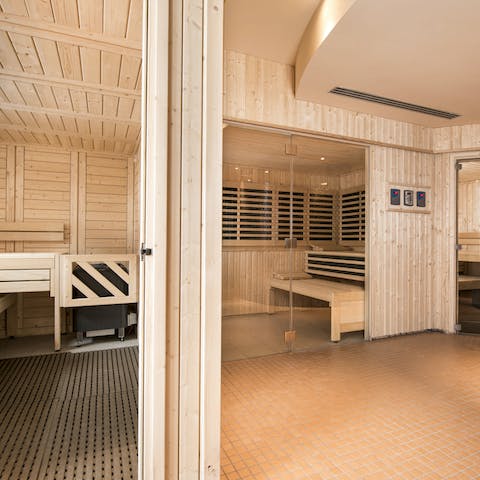 Detox in the sauna and steam room