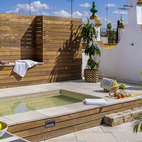 Cool off from the summer sun in the rooftop's dipping pool