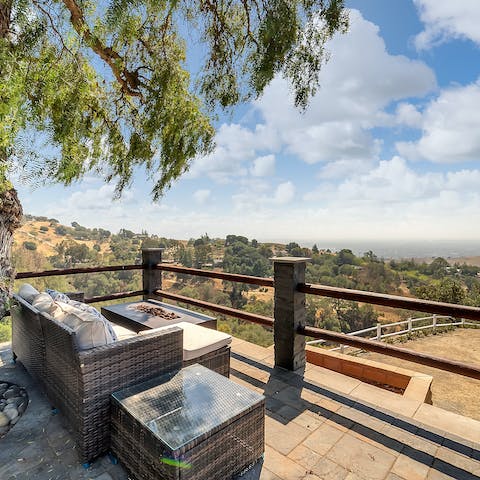 Admire the view of the Santa Cruz Mountains from the terrace