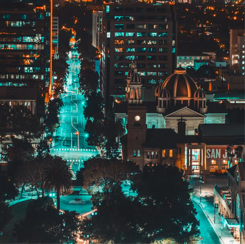 Explore San Jose's nightlife, downtown is only a short drive away
