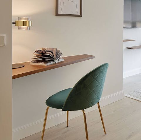 Get some work done in this sleek space-saving desk corner