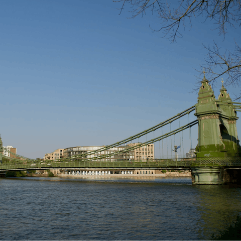 Take in river views from Hammersmith, just a thirty-minute walk away