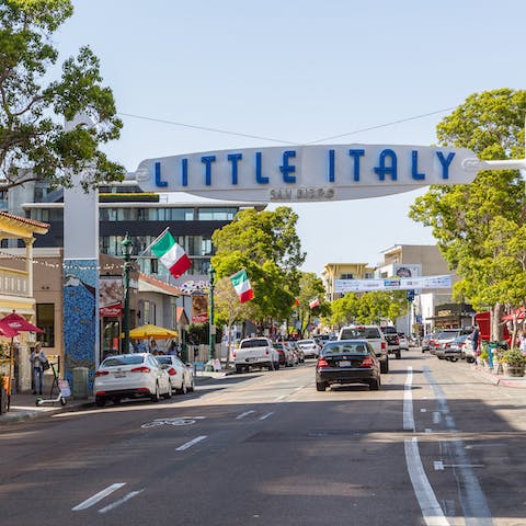 Explore the chic, pedestrian-friendly neighbourhood of Little Italy, right on your doorstep