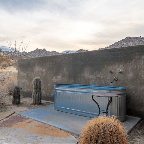 Cool down in the outdoor soaking tub