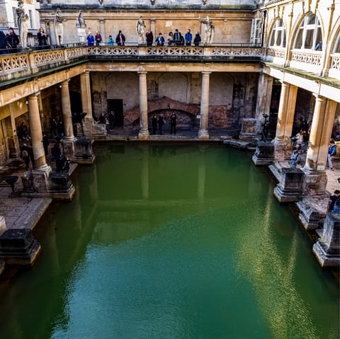 Walk a little further and you'll find yourself at the stunning Roman Baths